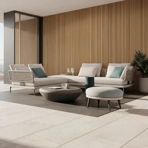 Modular L-Shaped Outdoor Rattan Sofa Set with Cushions