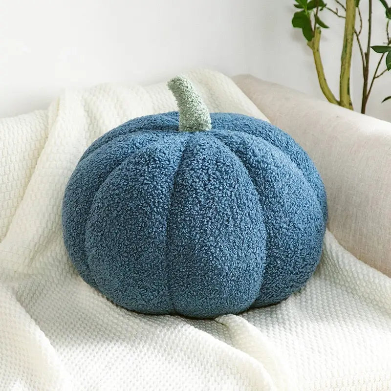 Pumpkin Pillow - Blue Teddy Velvet / 18-20cm - Throw Pillows