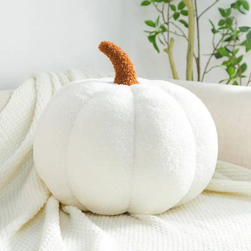 Pumpkin Pillow - White Teddy Velvet / 18-20cm - Throw Pillows