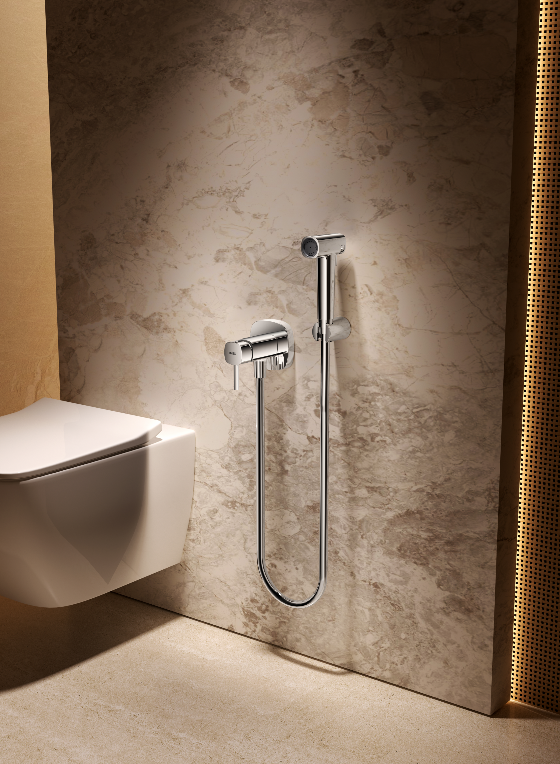 Toscana Chrome Concealed Bidet Mixer, in a bathroom setting