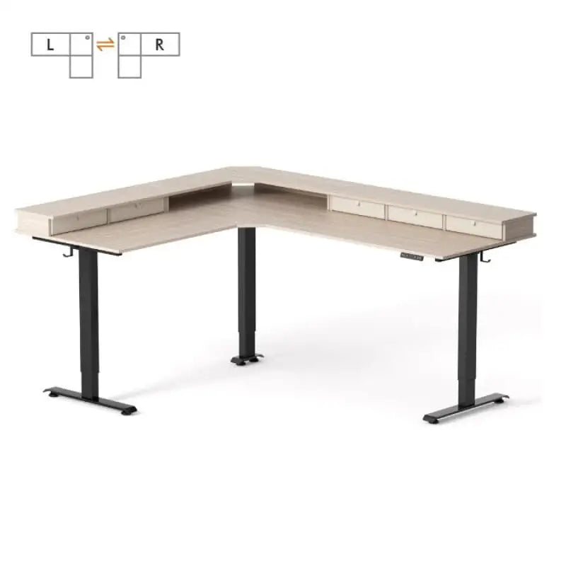 Reversible L-shaped with Upper Drawer - Desk > Standing Desk > L Shaped Standing Desk