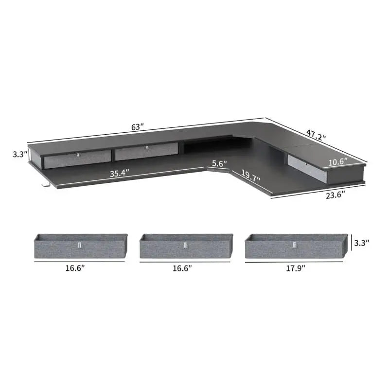 Reversible L-shaped with Upper Drawer - Desk > Standing Desk > L Shaped Standing Desk