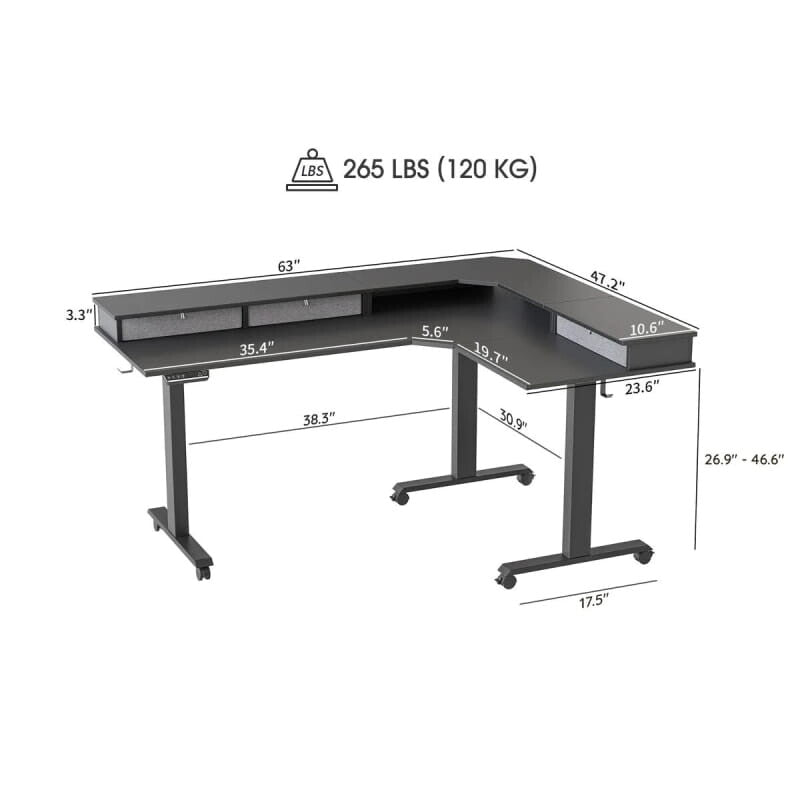 Reversible en forma de L con cajón superior
