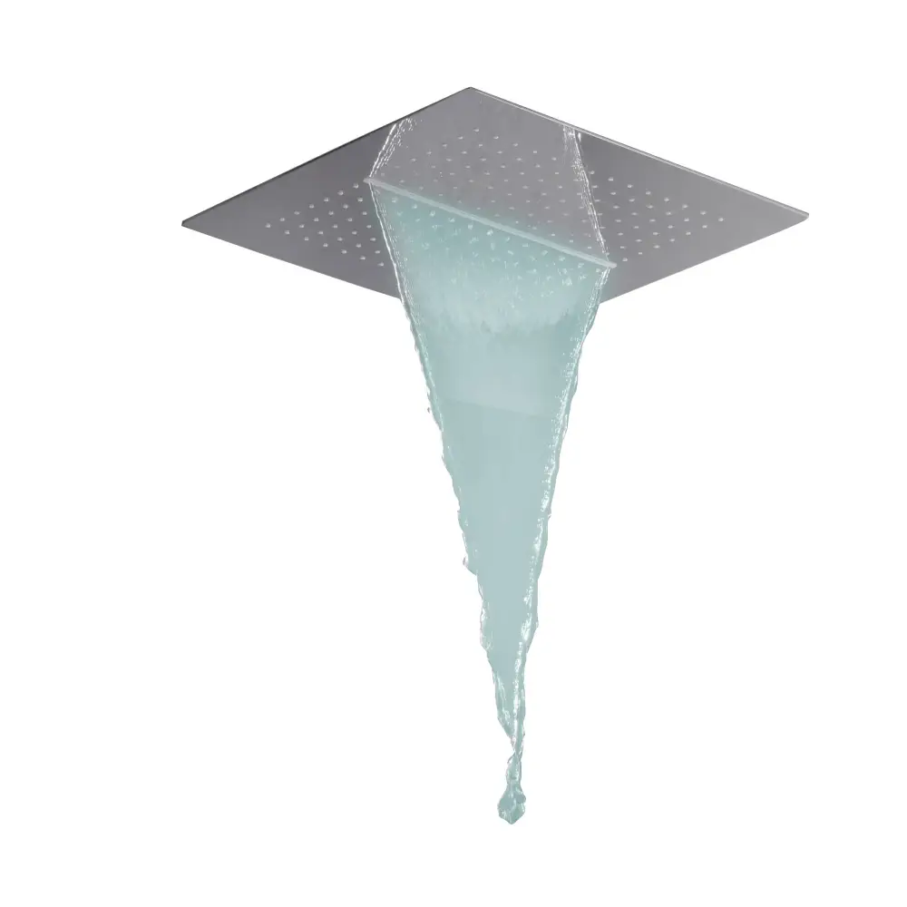 Chrome square ceiling shower head 40x40cm with pre-frame installation