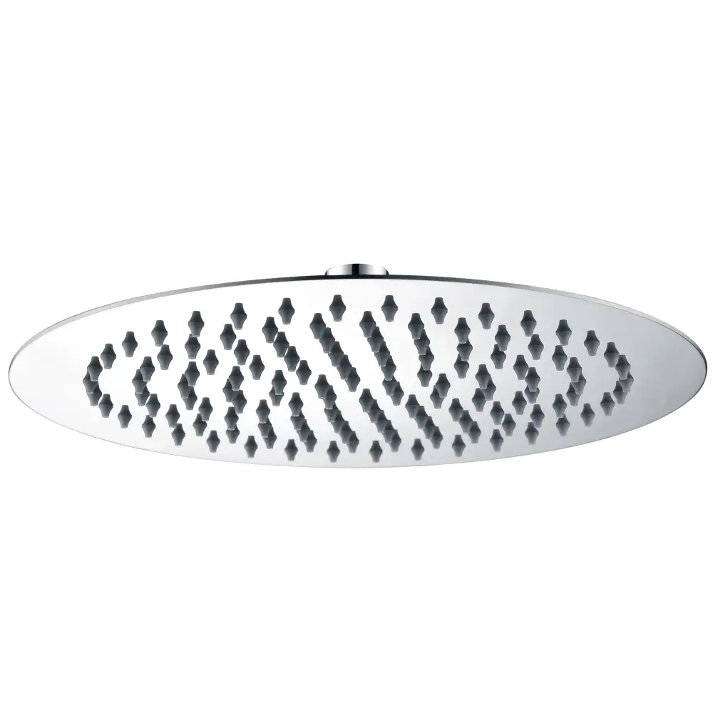 Chrome round shower head 20cm modern bathroom fixture closeup