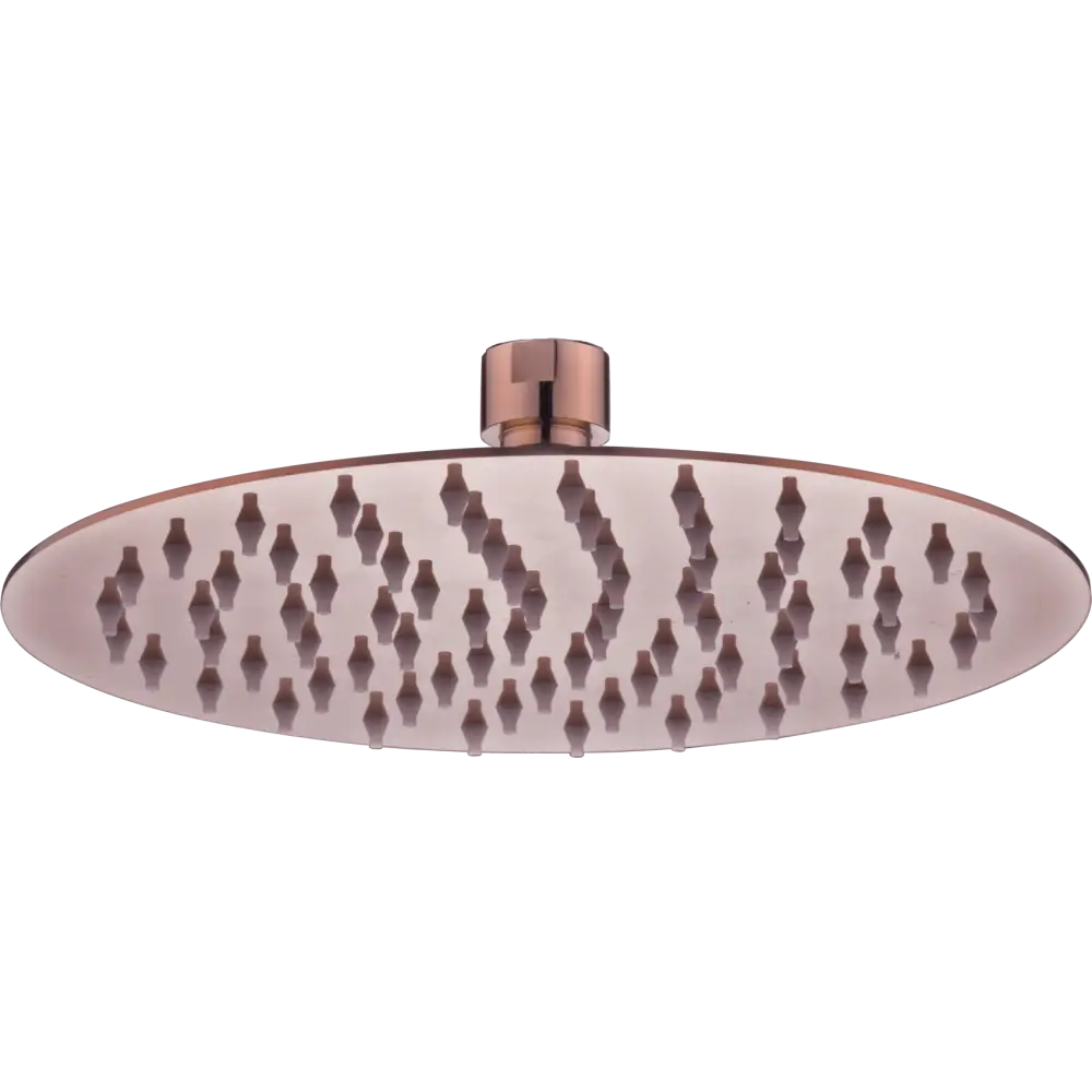Rose gold round shower head 20cm modern bathroom fixture closeup