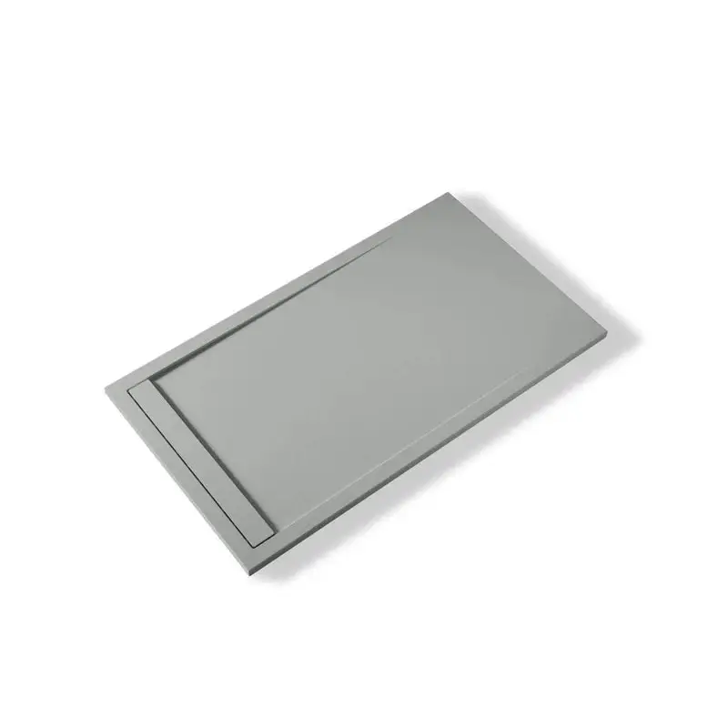 Saona Light Gray Shower Tray with Hidden Drain Slate Texture - shower tray