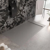 Saona Light Gray Shower Tray with Hidden Drain Slate Texture - 70x70 cm - shower tray