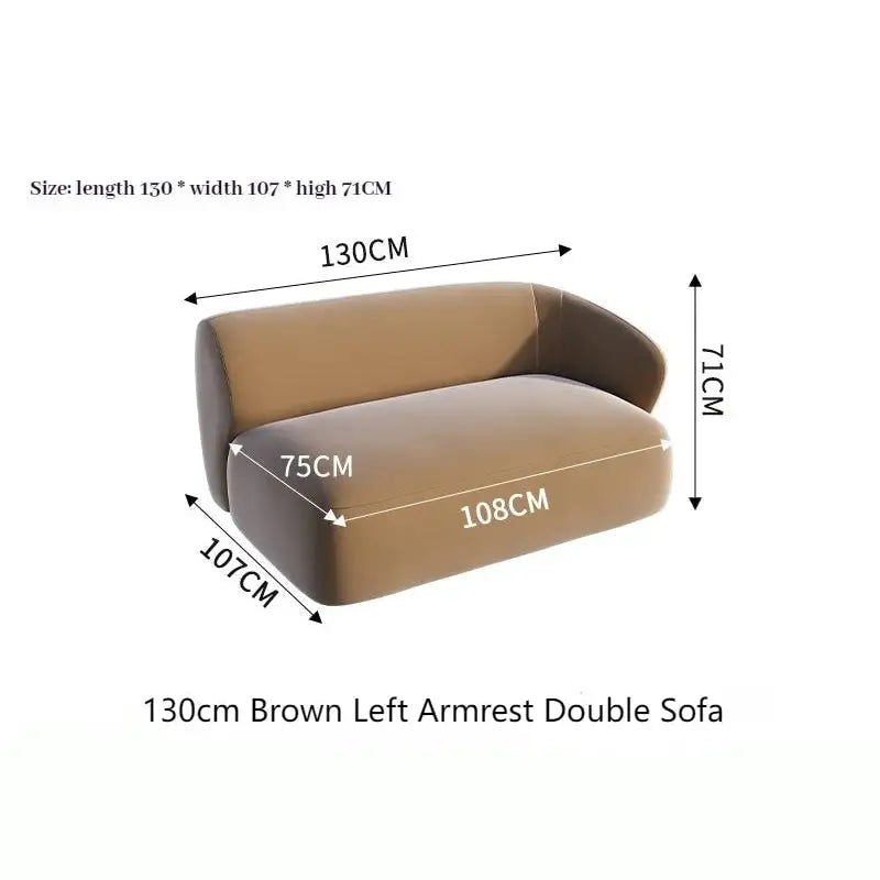 Sectional Minimalist Curved Modular Table Sofa Set - Brown - 130 cm - Left arm - Compressed Sofa