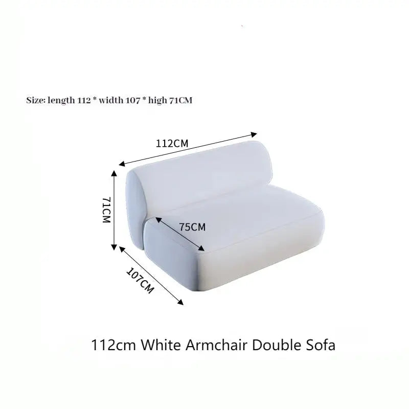 Sectional Minimalist Curved Modular Table Sofa Set - White - 112 cm - No arm - Compressed Sofa