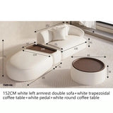 Sectional Minimalist Curved Modular Table Sofa Set - White - 152 cm - Left arm Set - Coffee Table - Compressed Sofa