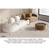 Sectional Minimalist Curved Modular Table Sofa Set - White Brown - 130 cm - Left arm Set - Compressed Sofa