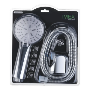 Chrome Bathroom Fixture Set with Flexible Hose and Support Handle, main product view