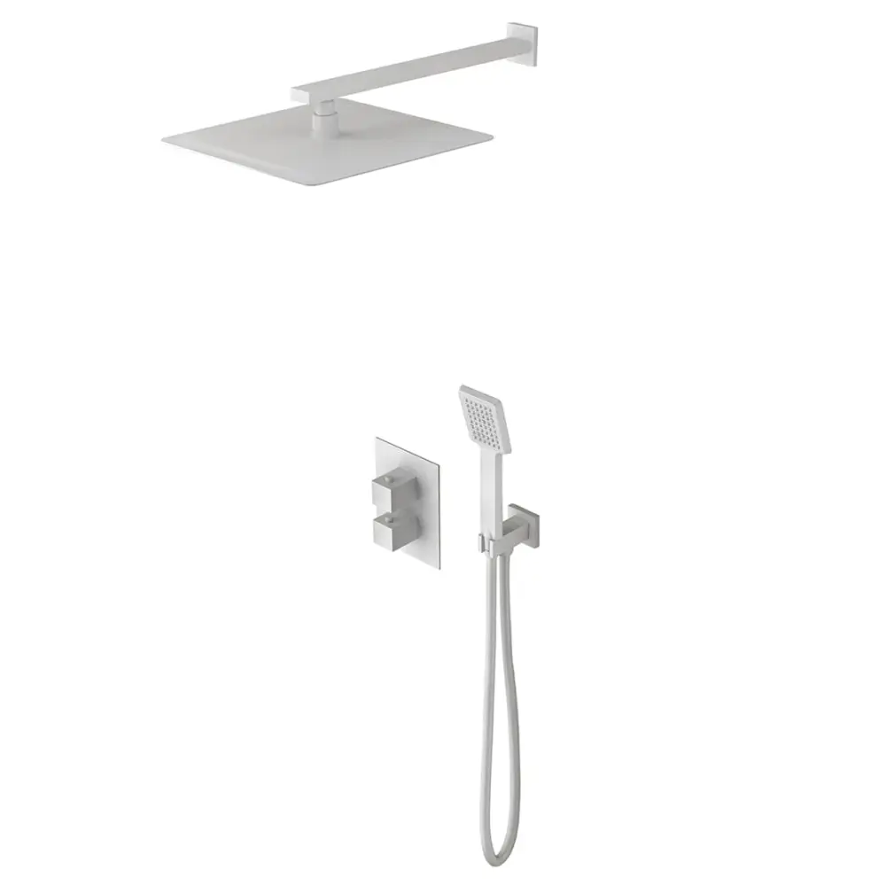 Conjunto De Ducha Empotrado Termostático Cíes Blanco Mate - Shower Set