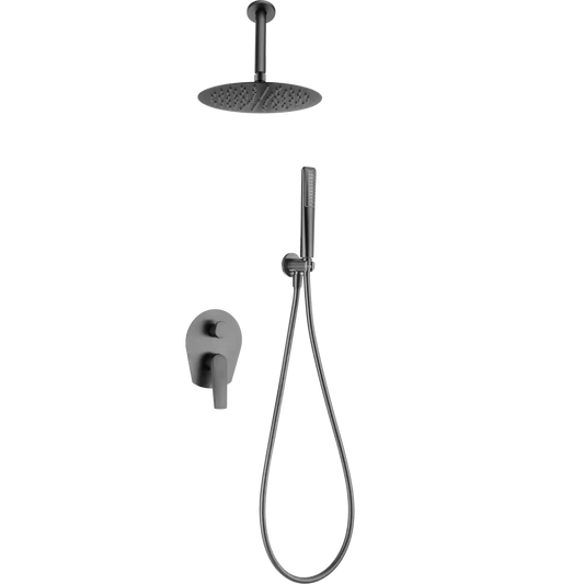 Set Shower Single-Handle Concealed Paros Black Gun | IMEX - Shower Set
