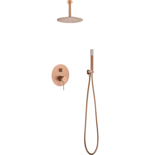 Conjunto Ducha Monomando Empotrado Top Oro Rosa Cepillado