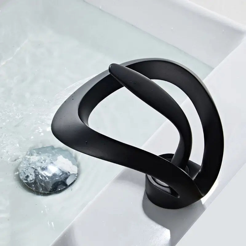 Single Handle 1 Hole Water Fall Overflow Faucet - Black Faucet - Faucets