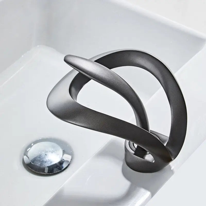 Single Handle 1 Hole Water Fall Overflow Faucet - Gun Gray Faucet - Faucets