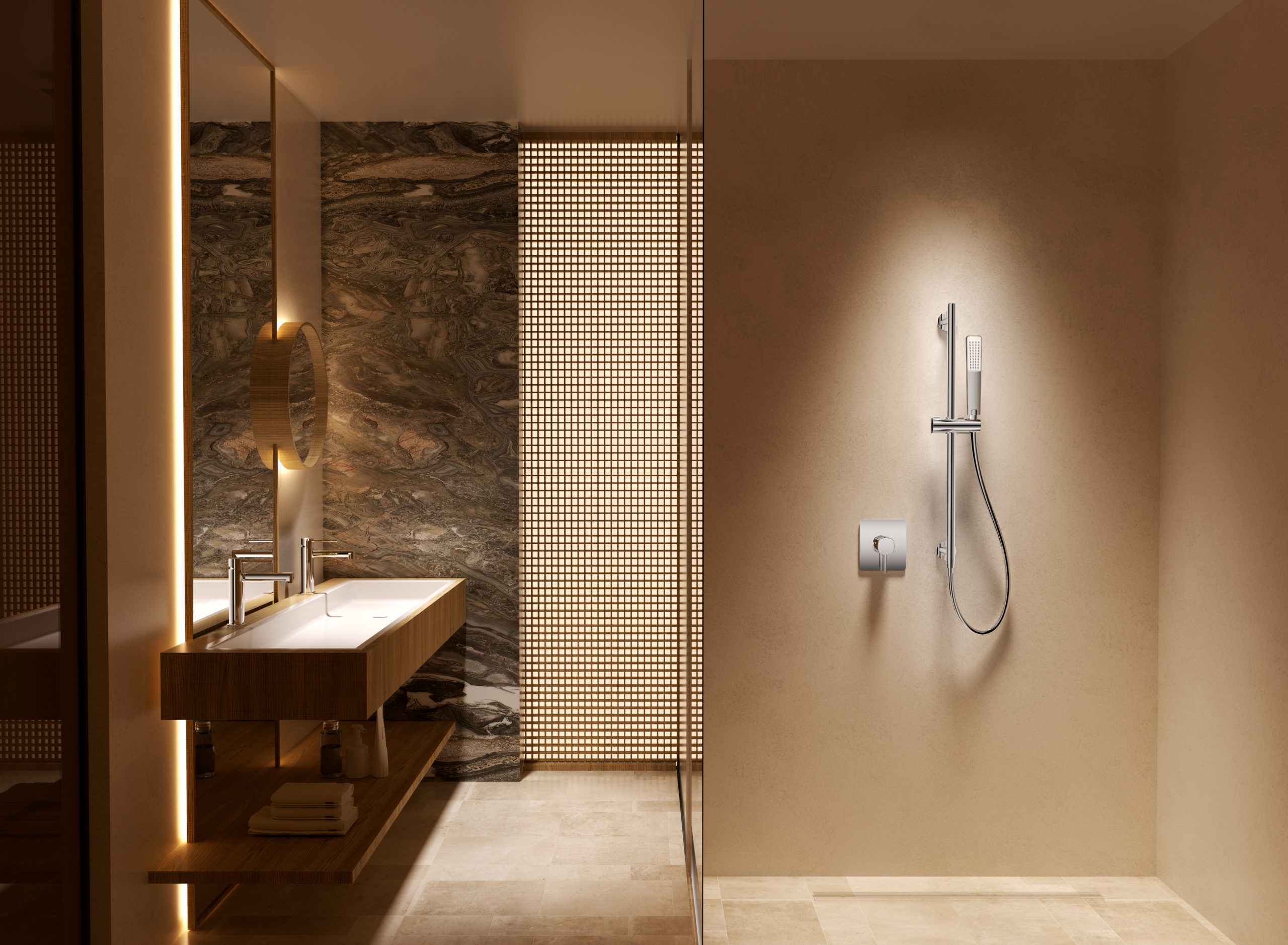 Toscana Chrome Concealed Single Lever Shower Set with Hand Shower, view 5