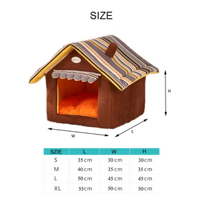 Striped Coral Fleece Pet House Bed for Small Dogs Cats - view 4