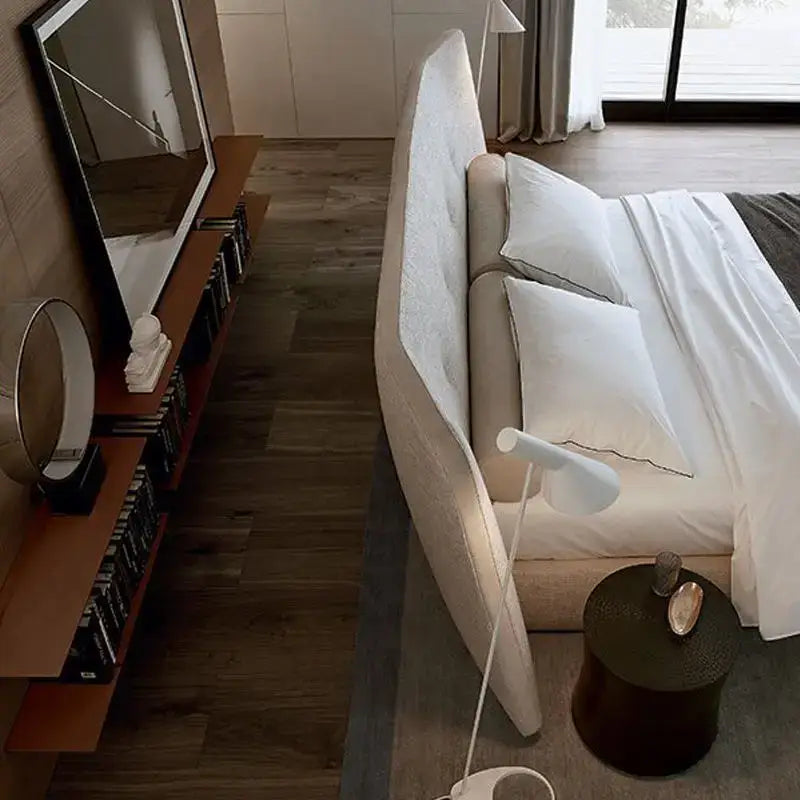 Soft Upholstered Modern Oversized Backrest Bed Frame - Bedroom