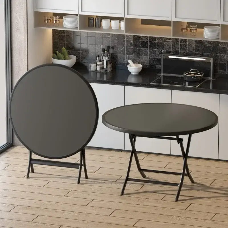 Square Round Folding Outdoor Tempered Glass Table - Gray Round - 60 cm - Multifunctional coffee table