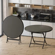 Square Round Folding Outdoor Tempered Glass Table - Gray Round - 60 cm - Multifunctional coffee table