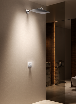 Toscana Brushed Gold Concealed Single Lever Shower Set with Rain Head, view 3