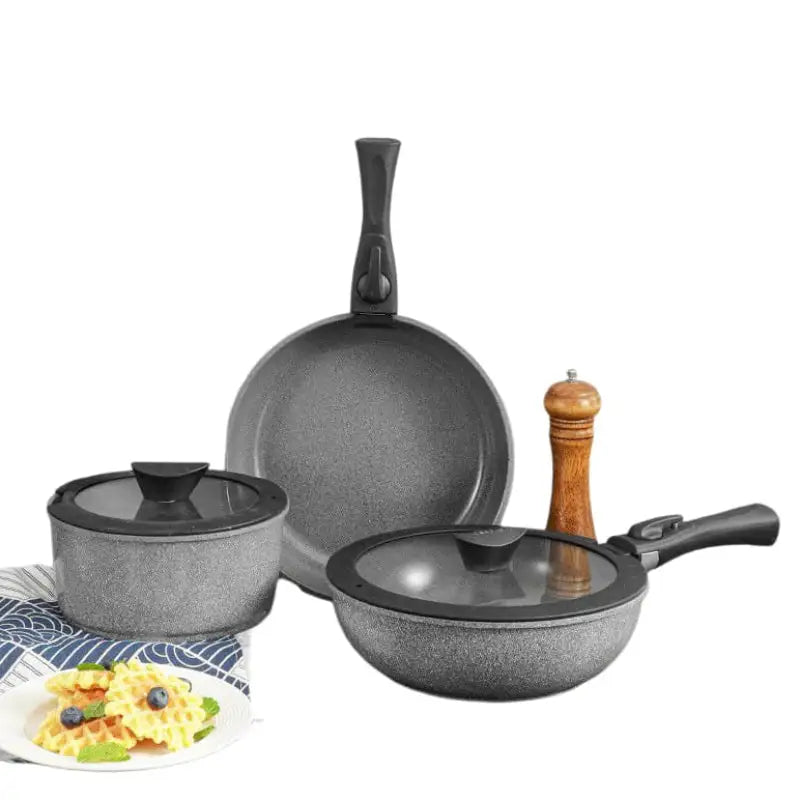 Ceramic Non-Stick Cookware Set with Detachable Handles and Silicone Lids - view 7