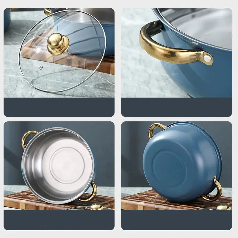 12 Piece Stainless Steel Glass Lid Non Stick Cookware Set - Cookware set