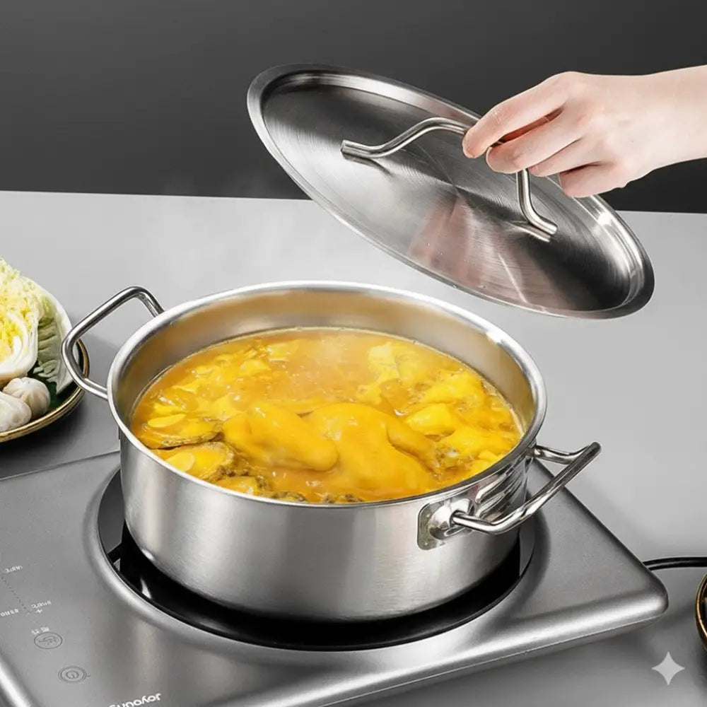 Stainless Steel Induction Glass Lid Thick Soup Pot - Cookware set