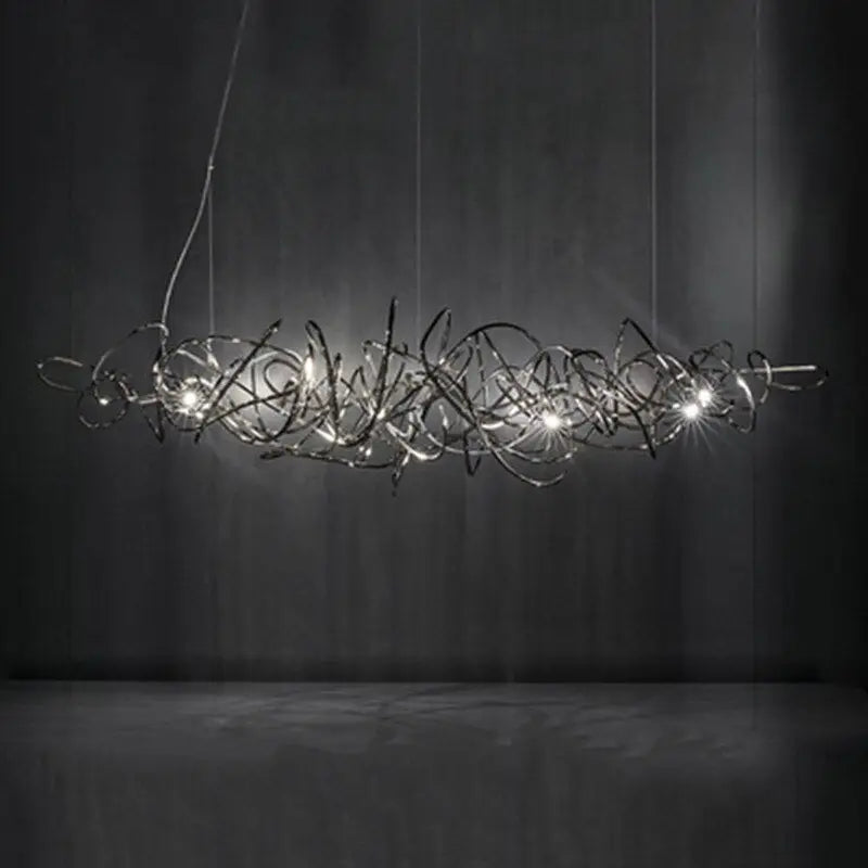 Stainless Steel Modern Luxury LED Ceiling Chandelier - Chrome-colored lamp / L100cm / Warm light 3000K - Lamps