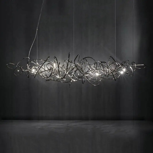 Stainless Steel Modern Luxury LED Ceiling Chandelier - Chrome-colored lamp / L100cm / Warm light 3000K - Lamps