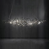 Stainless Steel Modern Luxury LED Ceiling Chandelier - Chrome-colored lamp / L100cm / Warm light 3000K - Lamps