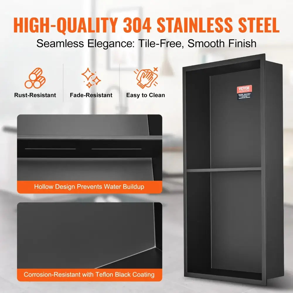 Stainless Steel Wall Inserted Double Shelves Storage
