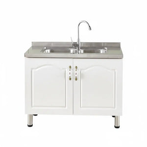 Simple Stainless Steel Wall Kitchen Cabinet - 100cm double door double basin - Kitchen cabinets