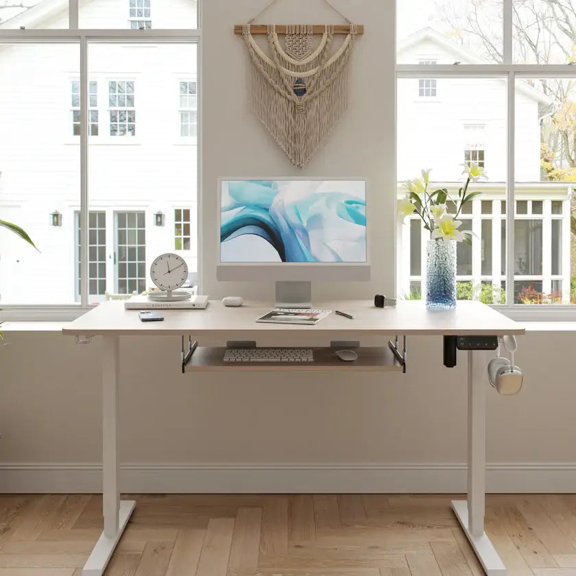Standing Desk with Keyboard Tray - 48’’ x 24’’ / Light Walnut - Desk