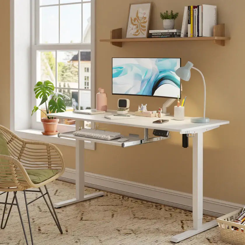 Standing Desk with Keyboard Tray - 48’’ x 24’’ / White - Desk