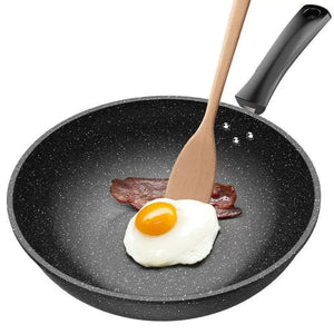 Stone non-stick frying pan with glass lid and heat-resistant handle