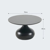 Stylish Round Modern Minimalist Center Side Coffee Table - Black-Short - Multifunctional coffee table