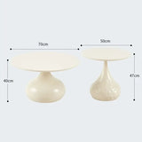 Stylish Round Modern Minimalist Center Side Coffee Table - White-set - Multifunctional coffee table