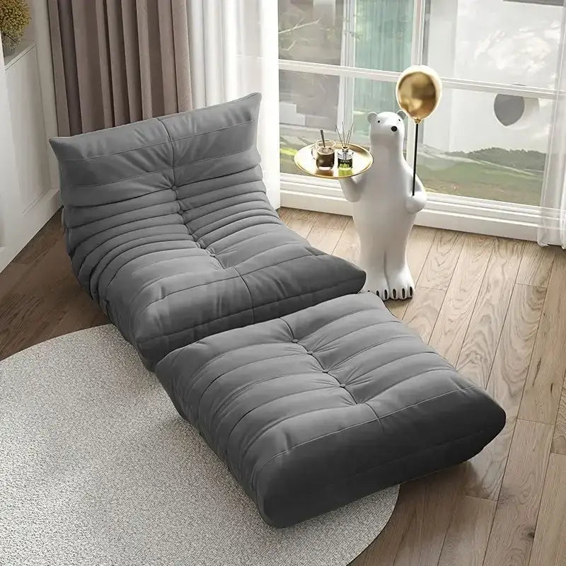Suede Single Person Bean Bag Chair - Gray Ottoman + Bean - Chair