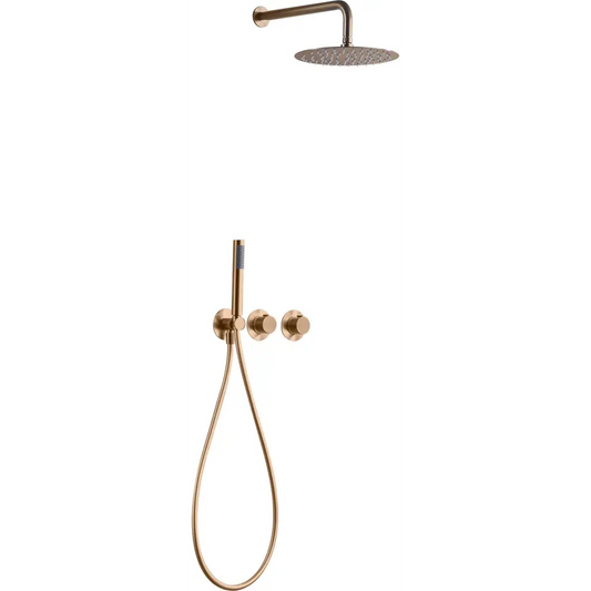 Conjunto Ducha Termostático Empotrado Assen Oro Rosa Cepillado - Shower Set