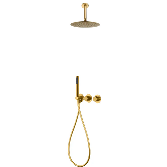 Conjunto Ducha Termostático Empotrado Breda Oro Cepillado - Shower Set