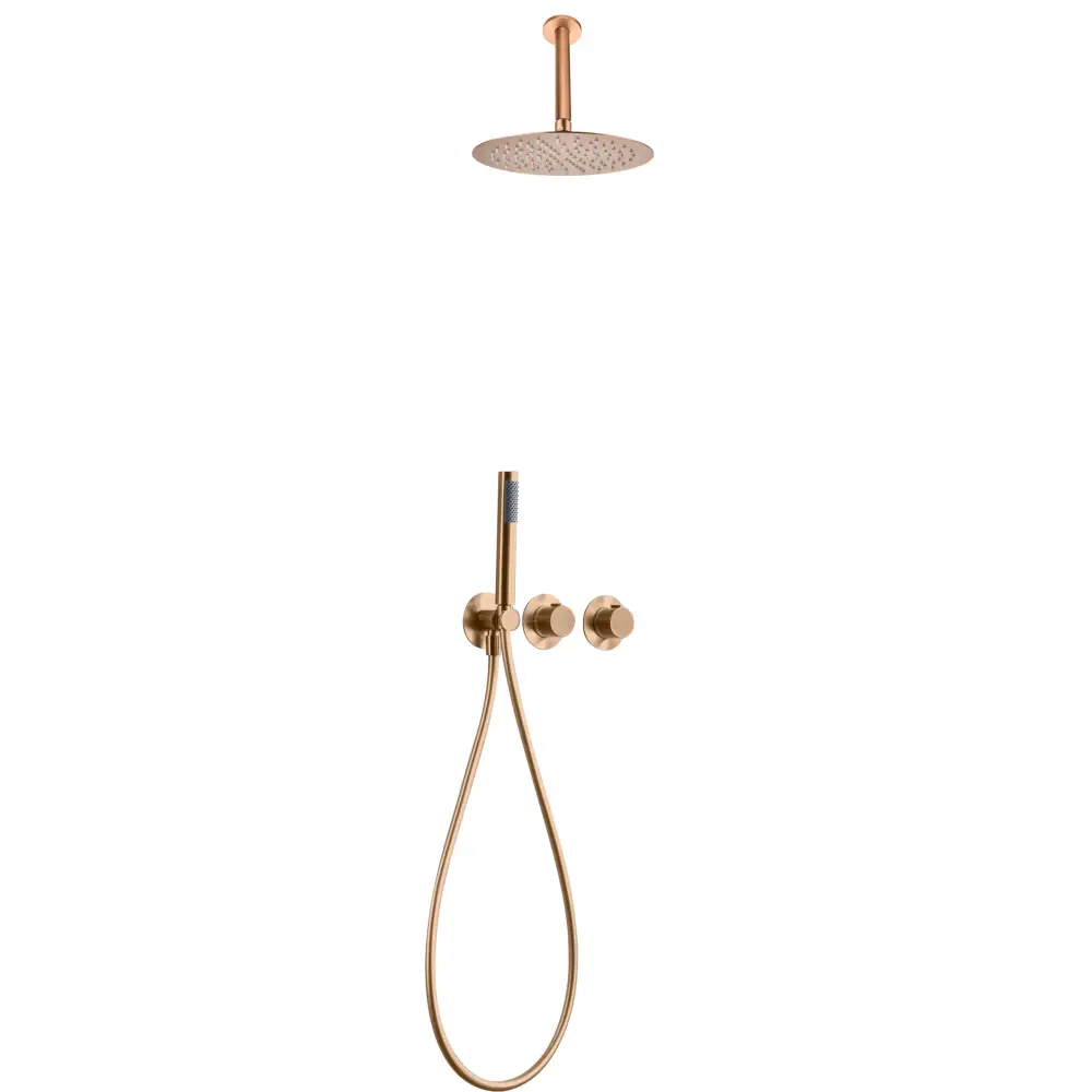 Conjunto Ducha Termostático Empotrado Breda Oro Rosa Cepillado - Shower Set