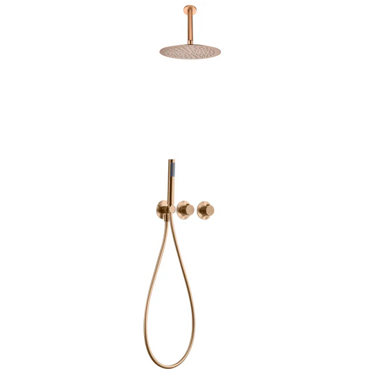 Conjunto Ducha Termostático Empotrado Breda Oro Rosa Cepillado - Shower Set