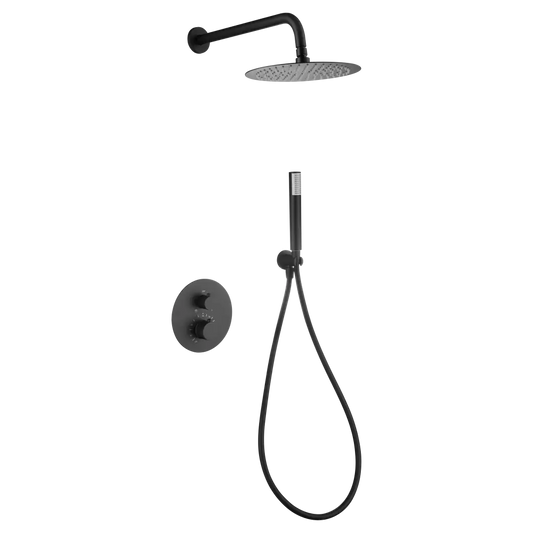 Thermostatic Shower Set Concealed Genoa Matte Black | IMEX - Shower Set