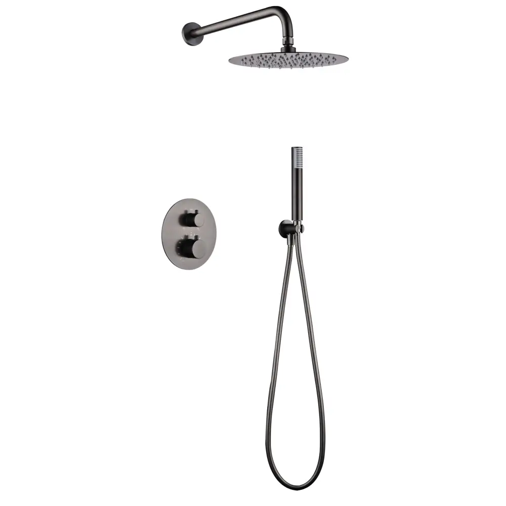 Thermostatic Shower Set Concealed Monza Black Gun | IMEX - Shower Set