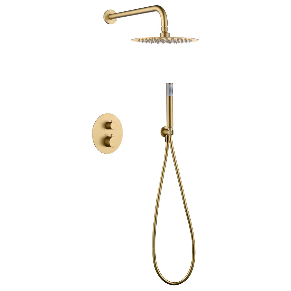 Thermostatic Shower Set Concealed Monza Brushed Gold | IMEX - Shower Set