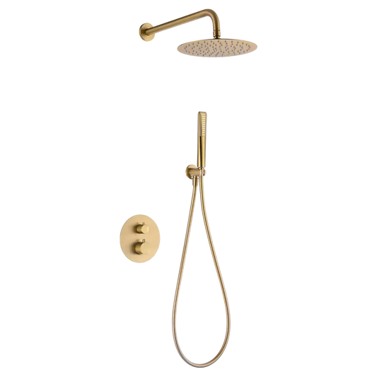 Thermostatic Shower Set Concealed Naples Brushed Gold | IMEX - Shower Set